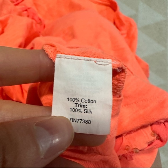 J crew orange flower embroidered short sleeve tee shirt neon orange - Picture 4 of 5